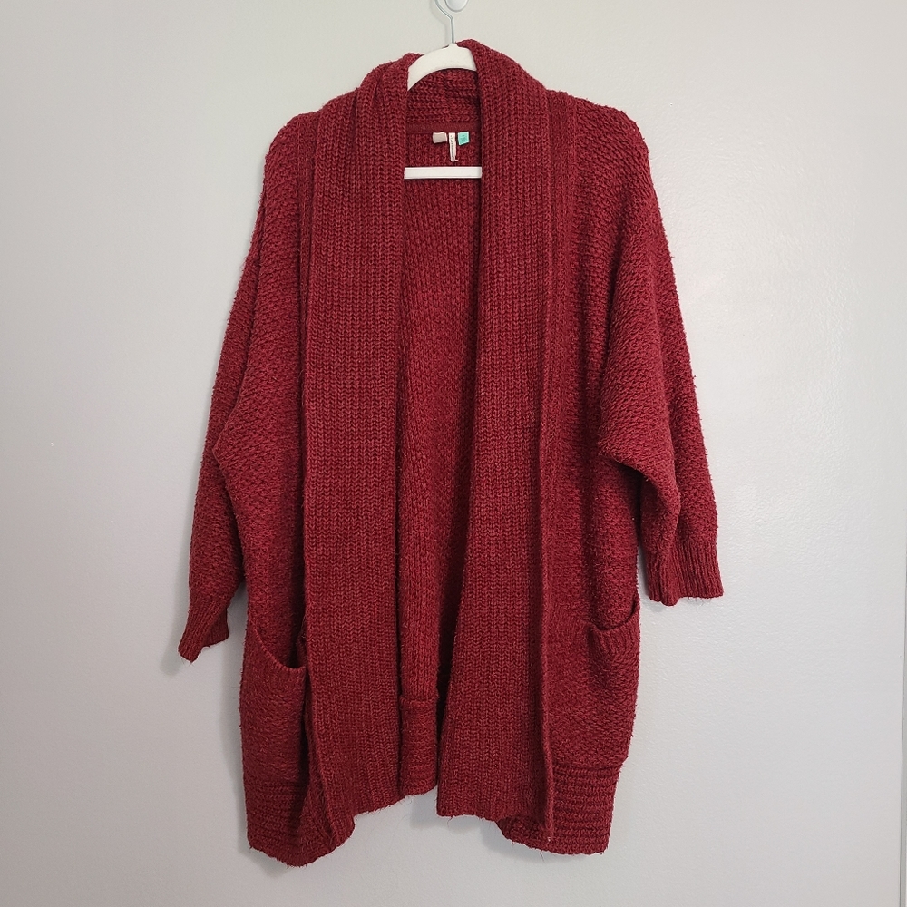Anthropologie Pilcro Letterpress Eyelash Chunky Thick Knit Open Front Cardigan